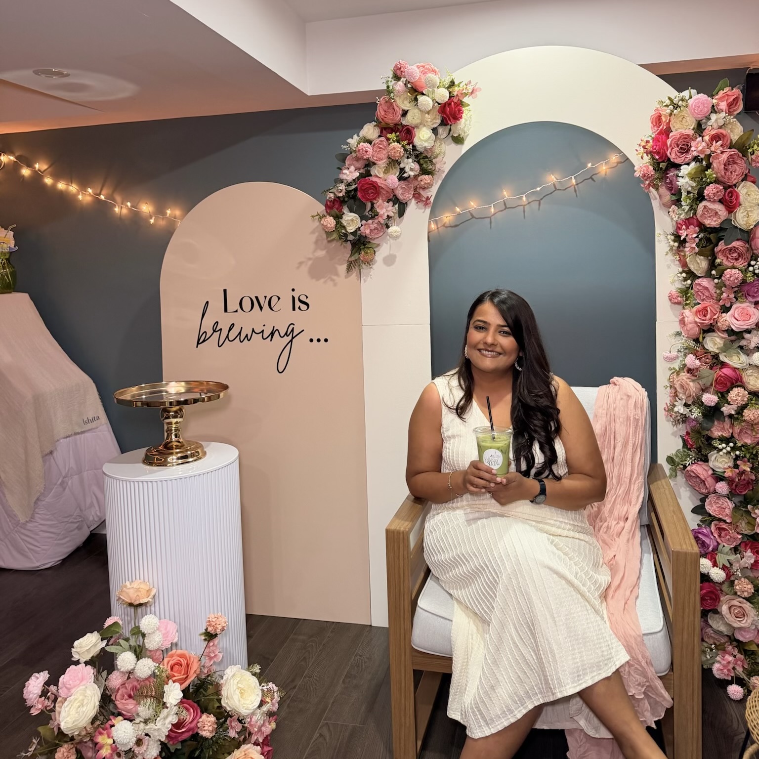 Love is brewing — bridal shower styling with floral arch